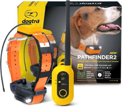 Dogtra Pathfinder 2 GPS Dog Tracker e Collar 9 Mile Long Range LED Light No Monthly fees Free App Waterproof Smartwatch Control Satellite Real Time Tracking Multiple Dogs Smartphone Required