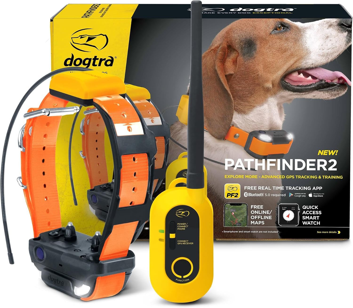 Dogtra Pathfinder 2 GPS Dog Tracker e Collar 9 Mile Long Range LED Light No Monthly fees Free App Waterproof Smartwatch Control Satellite Real Time Tracking Multiple Dogs Smartphone Required Dogtra Pathfinder 2 GPS Dog Tracker e Collar 9 Mile Long Range LED Light No Monthly fees Free App Waterproof Smartwatch Control Satellite Real Time Tracking Multiple Dogs Smartphone Required