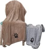 Dogvingpk Extra Large Dog Towels for Drying Dogs 2 Pack - Super Absorbent Soft Quick Dry Microfiber Pet Bath Towel for Large & Medium Dogs, 55 * 36 Inch Grey and Brown