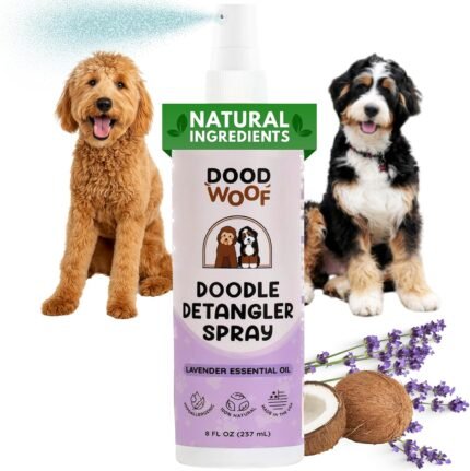 Dood Woof Dog Detangler Spray – Dematting Leave-in Conditioner for Doodles – Goldendoodle Labradoodle Poodle Puppy Grooming – 8 oz