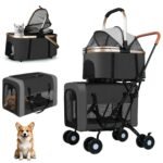 Double Pet Stroller, 4 Lockable Wheels for Small‑Medium Dogs & Cats
