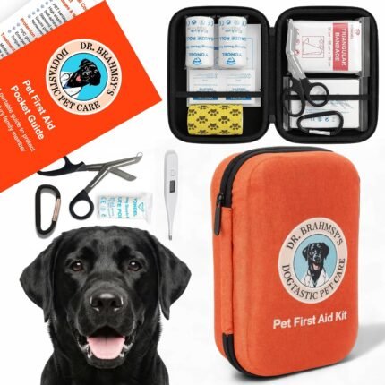 Dr Brahmsy’s Pet First Aid Kit for Dogs and Cats - Vet-Approved Essential Survival and Emergency Supplies for Home, Travel, Camping, Hiking - Packed in a Portable Waterproof Pouch - 45-Piece Set