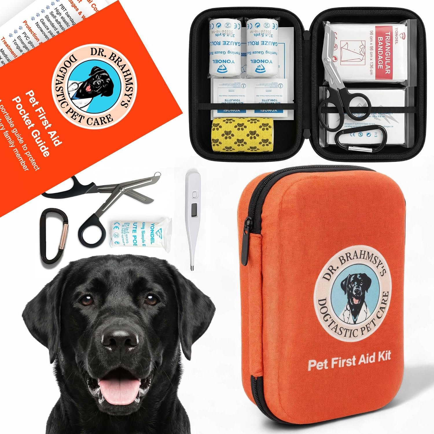 Dr Brahmsy’s Pet First Aid Kit for Dogs and Cats – Vet-Approved Essential Survival and Emergency Supplies for Home, Travel, Camping, Hiking – Packed in a Portable Waterproof Pouch – 45-Piece Set Dr Brahmsy’s Pet First Aid Kit for Dogs and Cats – Vet-Approved Essential Survival and Emergency Supplies for Home, Travel, Camping, Hiking – Packed in a Portable Waterproof Pouch – 45-Piece Set