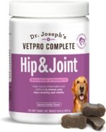 Dr. Joseph's VetPro Complete Dog Hip & Joint Wellness Supplement – High-Strength Glucosamine, MSM, Omega & Chondroitin Chews and Breeds – Vet Formulated Chicken Dog Treat - 120 Count