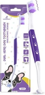 Dual-Head Dog Toothbrush for Medium & Large Dogs, Purple