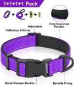 Dynmeow Reflective Dog Collar and Leash Set for Medium Dogs, Purple - Image 2