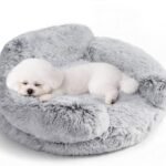 EHEYCIGA Calming Donut Dog Bed, Grey, 23.0″ L x 23.0″ W x 7″ H