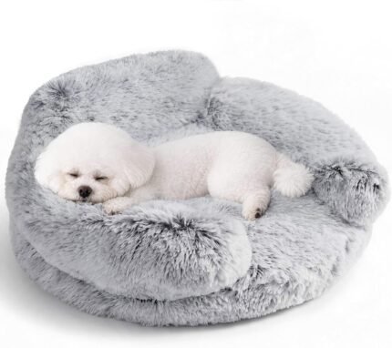 EHEYCIGA Calming Donut Dog Bed, Grey, 23.0″ L x 23.0″ W x 7″ H