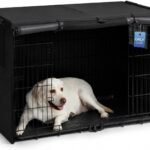 EHEYCIGA Dog Crate Cover 42 inch with Mesh, Waterproof Kennel Cover, Black