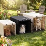 EHEYCIGA Dog Crate Cover 42 inch with Mesh, Waterproof Kennel Cover, Black - Image 2