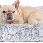 EHEYCIGA Fluffy Dog Crate Bed for Medium Dogs, Plush Crate Pad, Grey