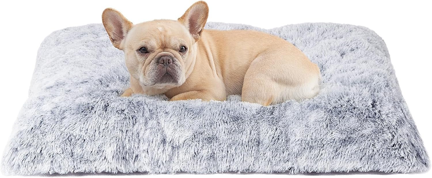 EHEYCIGA Fluffy Dog Crate Bed for Medium Dogs, Plush Crate Pad, Grey EHEYCIGA Fluffy Dog Crate Bed for Medium Dogs, Plush Crate Pad, Grey