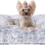 EHEYCIGA Fluffy Dog Crate Bed for Small Dogs, Plush Crate Pad, Grey