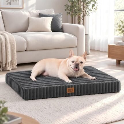 EHEYCIGA Orthopedic Dog Bed Medium Size Dog, 30″x20″ Washable Pet Bed, Grey