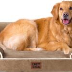 EHEYCIGA Orthopedic Dog Beds for Extra Large Dogs, Waterproof Memory Foam XL Dog Bed with Sides, Non-Slip Bottom and Egg-Crate Foam Big Pet Couch Bed with Washable Removable Cover, Camel