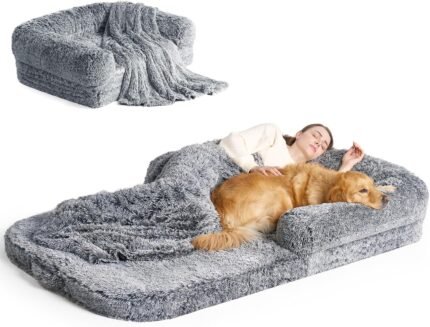 EHEYCIGA Orthopedic Foldable Human Dog Bed – 72x44x11, Grey