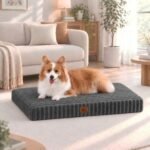 EHEYCIGA Orthopedic Large Dog Bed for Crate, 35″x23″ Washable Pet Bed, Grey