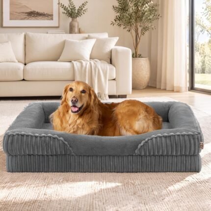 EHEYCIGA Orthopedic XL Dog Bed 42×30 Inch, Memory Foam Dog Couch, Grey