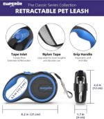 EMPEROR PETS 26.1 ft Retractable Dog Leash, for Dogs 10-110 lbs, Blue - Image 2