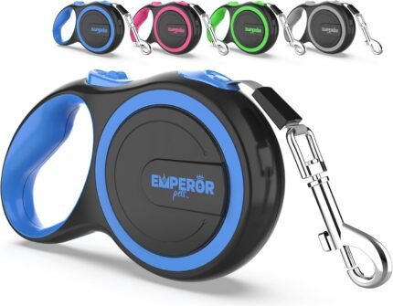 EMPEROR PETS 26.1 ft Retractable Dog Leash, for Dogs 10-110 lbs, Blue