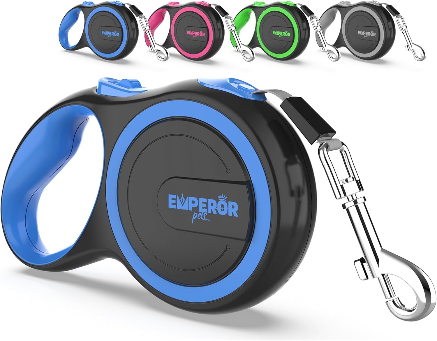 EMPEROR PETS 26.1 ft Retractable Dog Leash, for Dogs 10-110 lbs, Blue EMPEROR PETS 26.1 ft Retractable Dog Leash, for Dogs 10-110 lbs, Blue