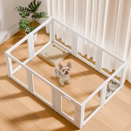 EVERFRONT Clear Acrylic Dog Playpen Indoor Puppy Playpen, 24" H, 10 Panels