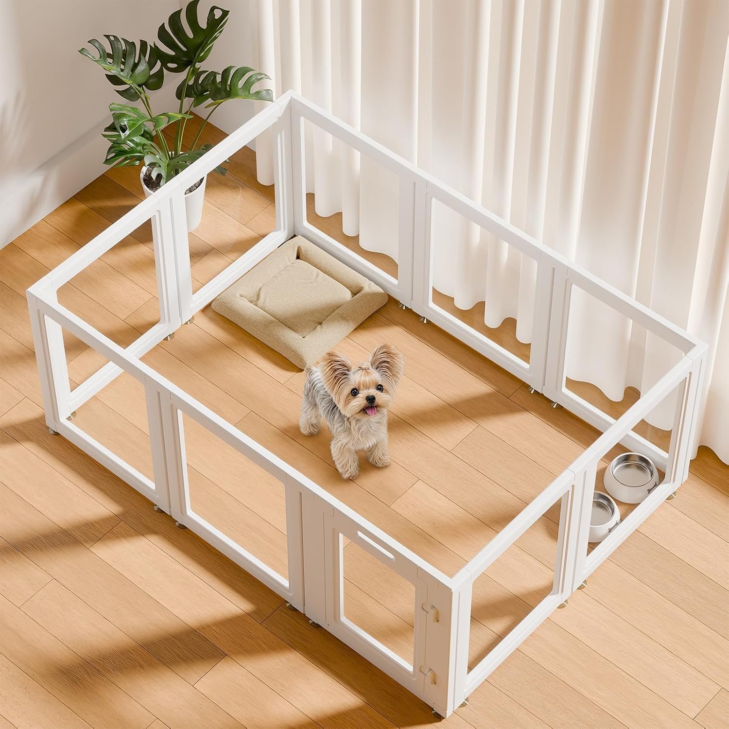 EVERFRONT Clear Acrylic Dog Playpen Indoor Puppy Playpen, 24″ H, 10 Panels EVERFRONT Clear Acrylic Dog Playpen Indoor Puppy Playpen, 24″ H, 10 Panels