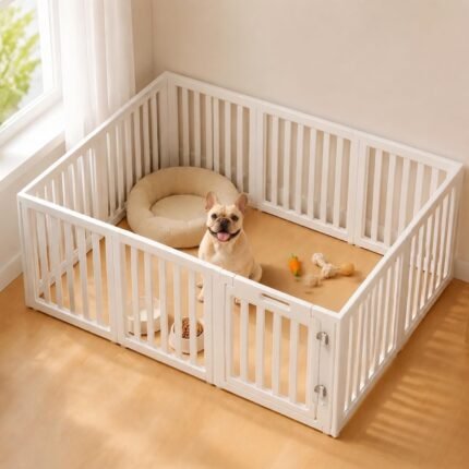 EVERFRONT Dog Playpen Indoor, Puppy Playpen, White 24" H, 10 Panels