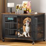 EasyCom 41 in Heavy Duty Dog Crate Furniture on Lockable Wheels (DC103)