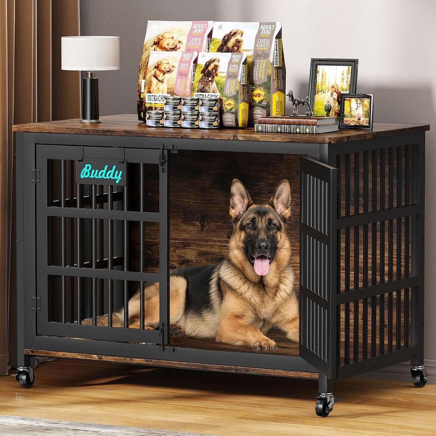 EasyCom 46 in Heavy Duty Dog Crate Furniture on Lockable Wheels (DC103) EasyCom 46 in Heavy Duty Dog Crate Furniture on Lockable Wheels (DC103)