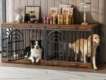 EasyCom 72" Wooden Double Dog Crate Furniture for 1-2 Dogs (DC105)