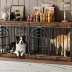 EasyCom 72″ Wooden Double Dog Crate Furniture for 1-2 Dogs (DC105)