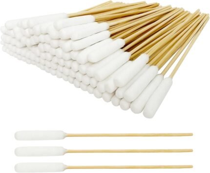 Egaageoi 100 Pcs 6 Inch Long Cotton Swabs with Bamboo Handle