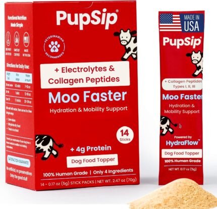 Electrolytes for Dogs with Protein – Hydration & Mobility Support with Collagen – Made with Real Beef Bone Broth – Dog Food Topper for Picky Eaters – 14 Sticks