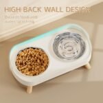Elevated Cat Bowl, Raised Cat Food and Water Bowl Set for Indoor Cats, Splash Proof with 2 Stainless Steel Pet Food Bowls for Cats and Puppies, Whisker Fatigue and Dishwasher Safe - White - Image 2