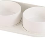 Elevated Ceramic Dog Bowl Set – Double Dog Feeding Bowls with Stand Splash Proof – Raised Dishes for Food and Water – Ideal for Small to Medium Dogs – 2 x 720 ml – 11.3 oz – White