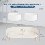 Elevated Ceramic Dog Bowl Set - Double Dog Feeding Bowls with Stand Splash Proof - Raised Dishes for Food and Water - Ideal for Small to Medium Dogs - 2 x 720 ml - 11.3 oz - White - Image 2