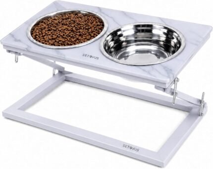 Elevated Dog Bowl, Adjustable Height and Tilt Angle Dog Bowl Stand