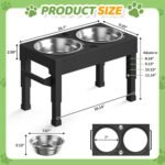 Elevated Dog Bowls, 4 Height Adjustable Raised Bowl Stand with 2 Stainless Steel 7" Food Feeder Bowls for Small Medium and Large Dogs （Plastic） - Image 2