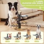 Elevated Dog Bowls Stand - 4 Heights Raised Dog Bowl Large Sized Dog - Dog Feeding Station - Dog Food and Water Bowl Set with Portable Handle - Suitable for Multi-Dog Feeding - Image 2