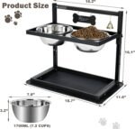 Elevated Dog Bowls with Slow Feeder for Large Dogs – Adjustable Raised Stand with 2 Stainless Steel Bowls & Spill-Proof Mat, Non-Slip Dog Feeder for Large & Medium Dogs (Black) - Image 2