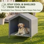 Elevated Dog House for Medium Dogs, Raised Dog Bed with Removable Canopy - Image 2