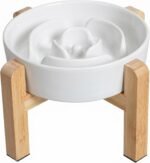 Elevated Slow Feeder Dog Bowl, 6.7" Ceramic Maze Dog Bowl with Stand