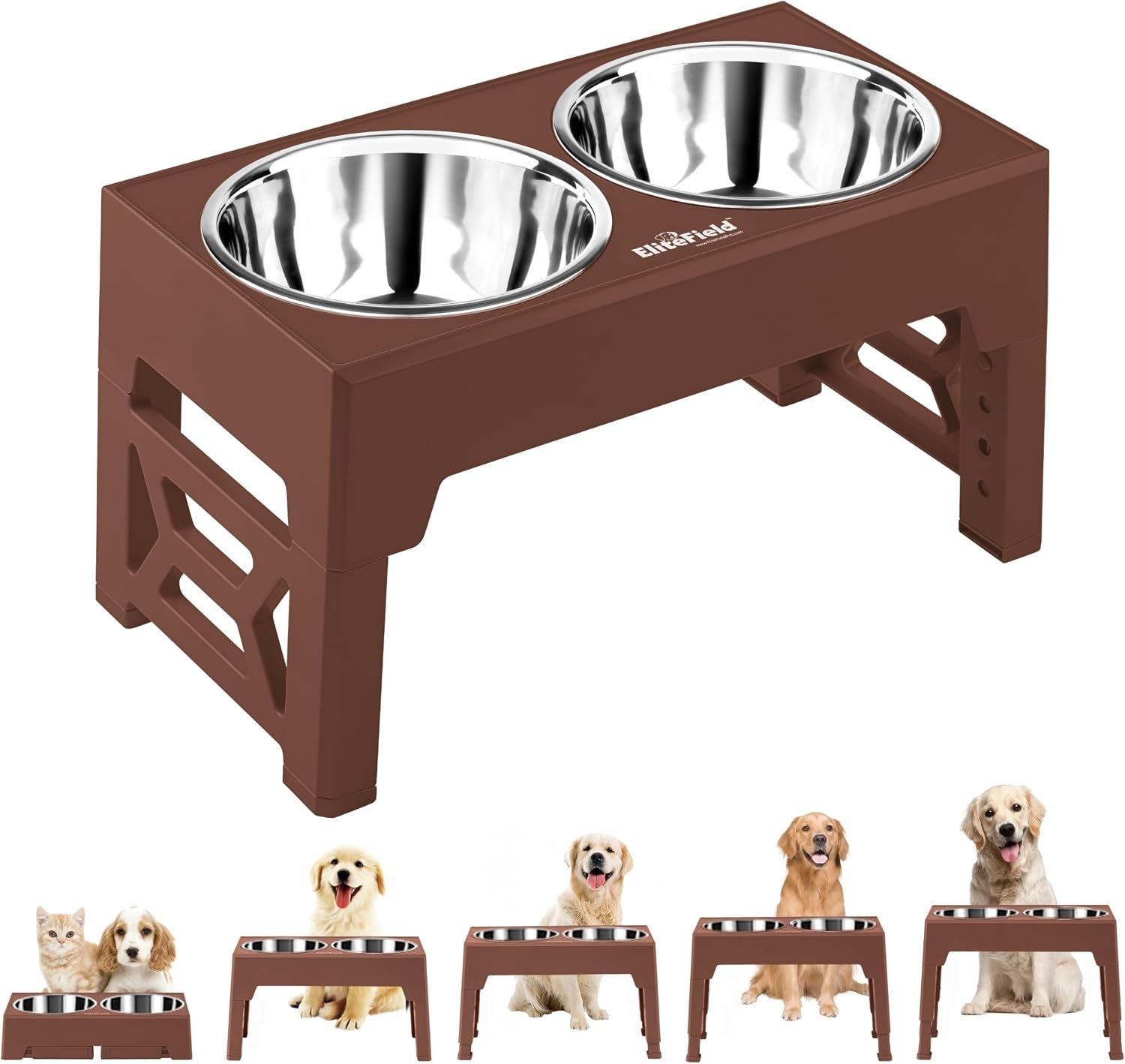 EliteField Elevated Dog Bowls, 2 Stainless Steel Bowls (2-Year Warranty) EliteField Elevated Dog Bowls, 2 Stainless Steel Bowls (2-Year Warranty)