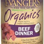 Evanger’s Organics Beef Dinner for Dogs – 12 Count, 12.5 oz Each – Qualified Organic, Grain Free, GMO Free – Nutrient-Dense Recipe with Organic Vegetables – Wet Dog Food