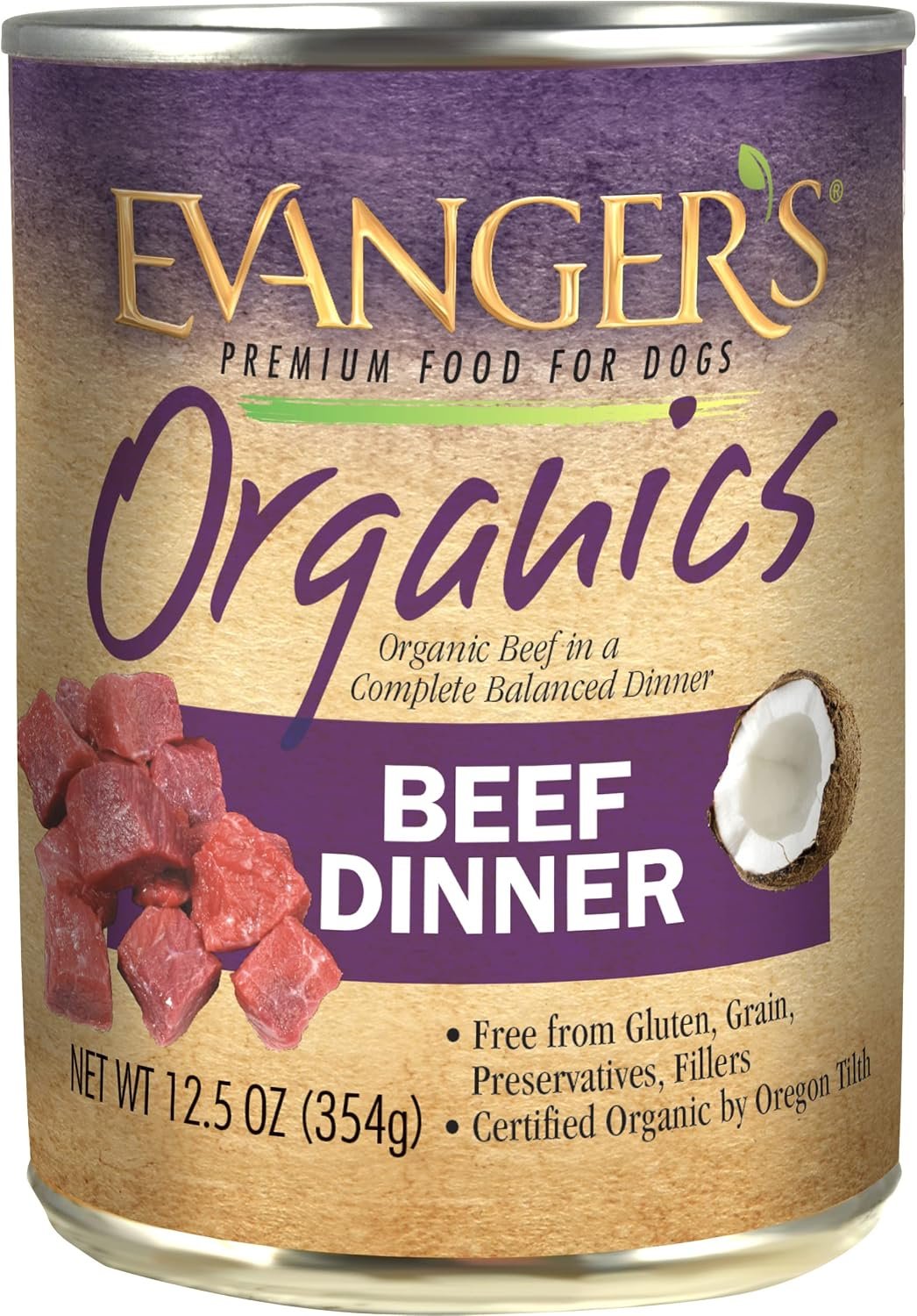 Evanger’s Organics Beef Dinner for Dogs – 12 Count, 12.5 oz Each – Qualified Organic, Grain Free, GMO Free – Nutrient-Dense Recipe with Organic Vegetables – Wet Dog Food Evanger’s Organics Beef Dinner for Dogs – 12 Count, 12.5 oz Each – Qualified Organic, Grain Free, GMO Free – Nutrient-Dense Recipe with Organic Vegetables – Wet Dog Food