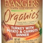 Evanger’s Organics Turkey with Potato & Carrots Dinner for Dogs – 12 Count, 12.5 oz Each – qualified Organic, Grain Free, GMO Free – Nutrient-Dense Recipe with Organic Vegetables – Wet Dog Food