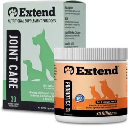 Extend Dog Joint Care Supplement (30 Count) + Probiotics Soft Chews (100 Count) | with Glucosamine, MSM, Type II Collagen Supports Hip, Joint, Gut & Immune Health – Made in USA