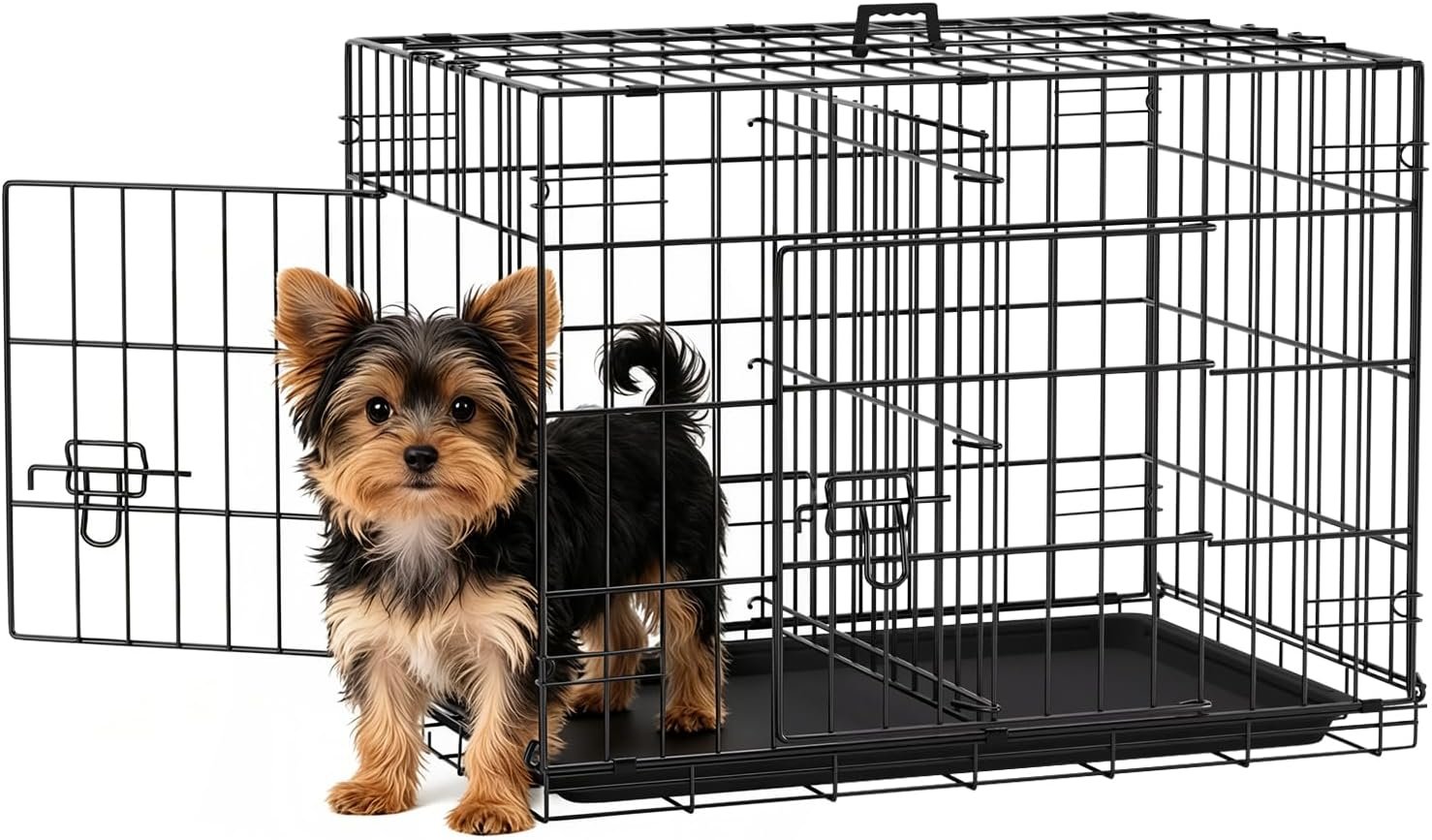 FDW | 24″ Foldable Metal Dog Crate | Black | Cage for Small Dogs FDW | 24″ Foldable Metal Dog Crate | Black | Cage for Small Dogs