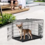 FDW 24 inch Dog Crate Dog Kennel Cage with Double Door Folding Metal Wire Dog Cage with Removable Tray&Divider Panel,Pet Crate for Small Dogs,Black - Image 2